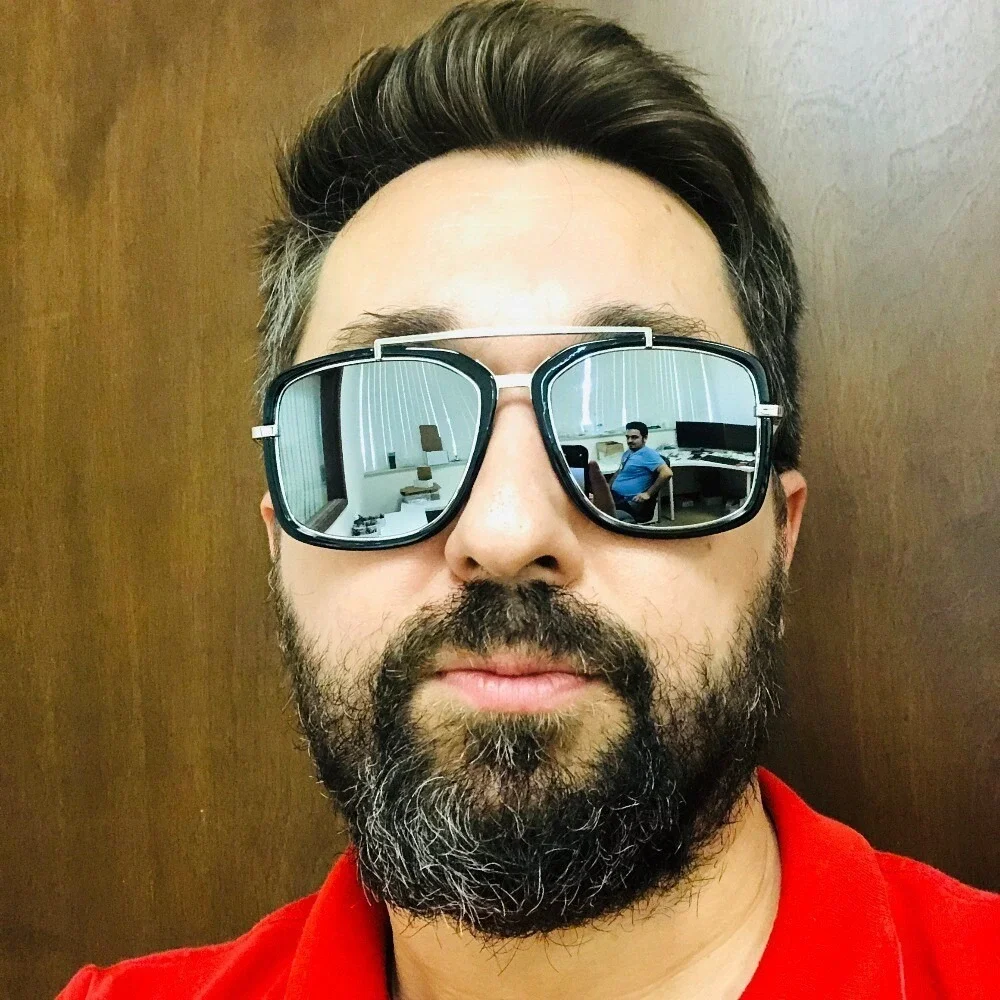 Square Sunglasses Men's‎ Fashion Shades Silver Accents Mirror Lens Trendy Shades